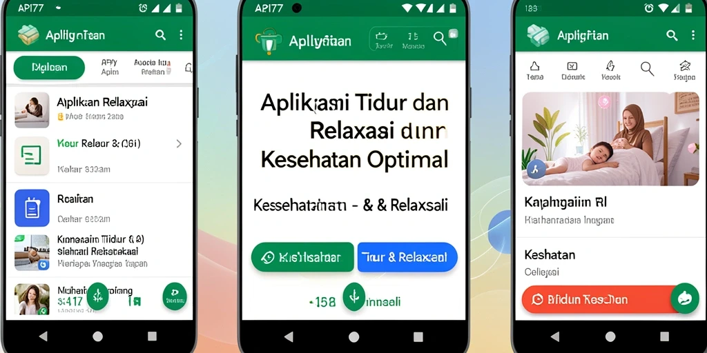 Antarmuka aplikasi API77 yang menenangkan untuk Tidur & Relaksasi.