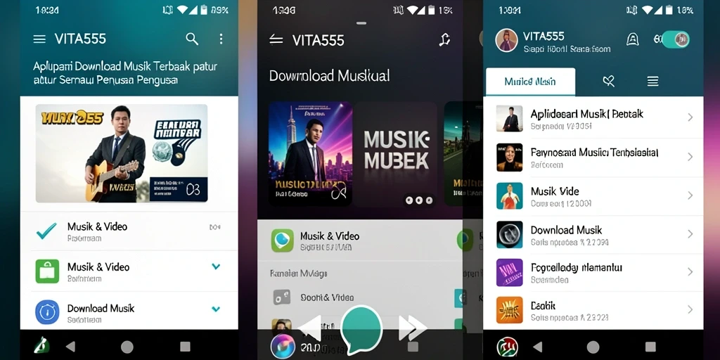 Antarmuka VITA555 menampilkan mudahnya mencari dan mengunduh musik.
